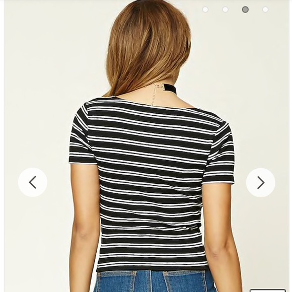 Rubbed knit black & white stripped top - Picture 2 of 4